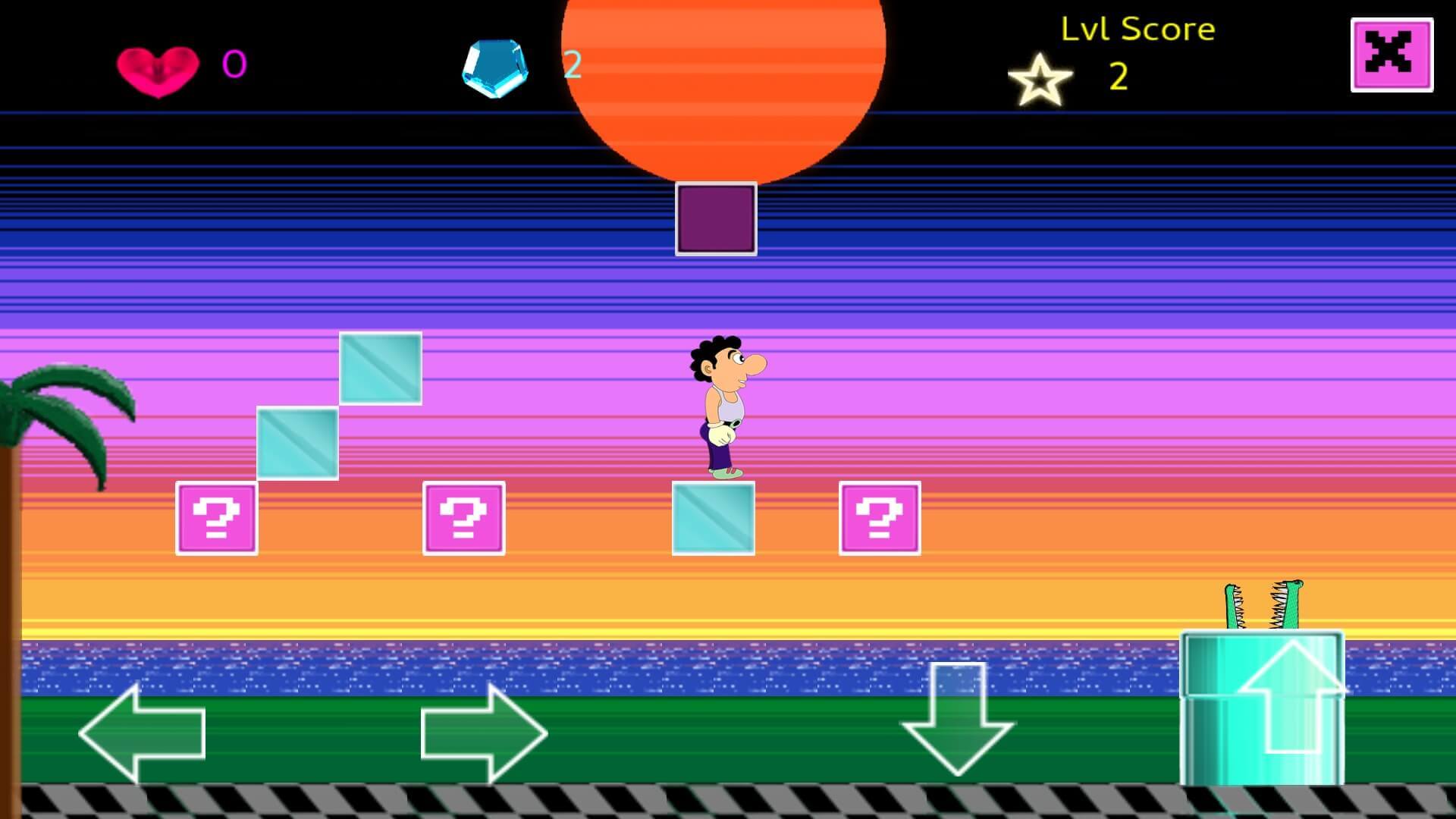 screenshot of hyperboy mobile game, miami level.