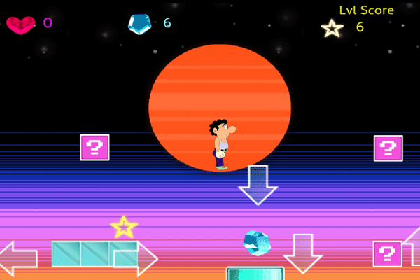 screenshot from Hyperboy mobile game, Miami level.